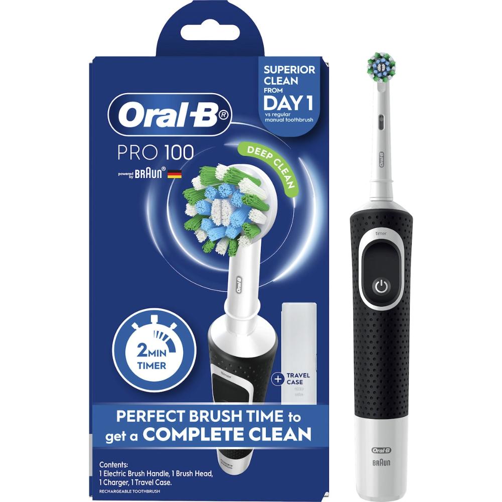 Oral-B Pro 100 Black Cross Action Electric Toothbrush W/ Charger Each