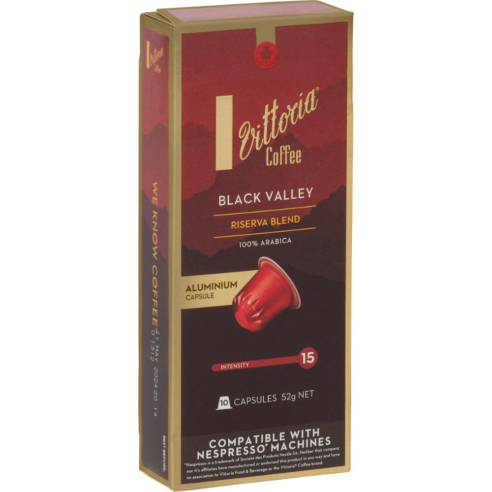 Vittoria Black Valley Nespresso Compatible Coffee Capsules 100 Pack