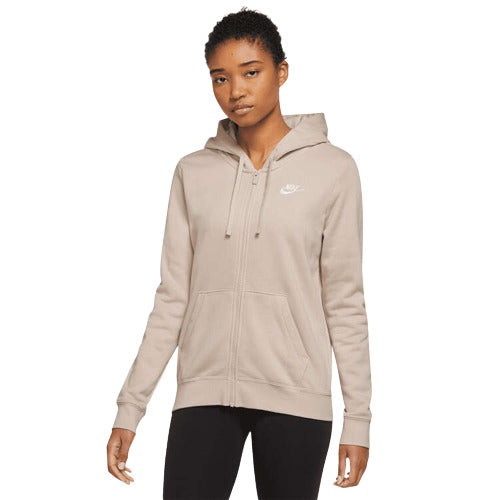 Nike Womens Sportswear Club Fleece Full-Zip Hoodie - Beige