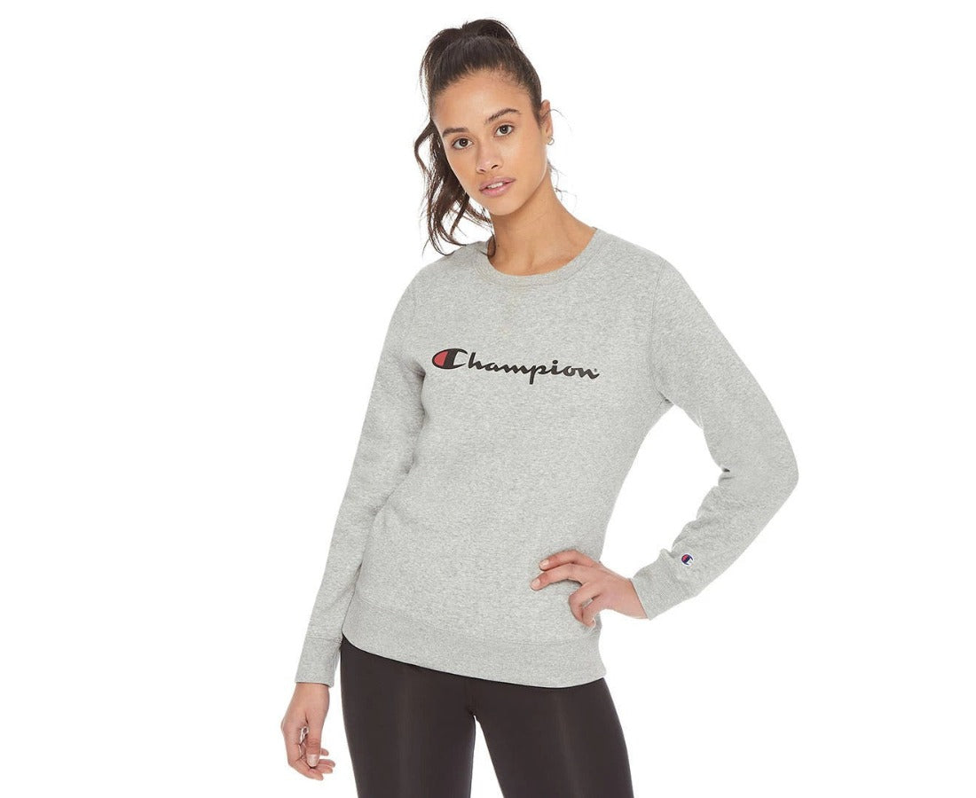 Champion Women's Script Crew Sweater - Oxford Heather