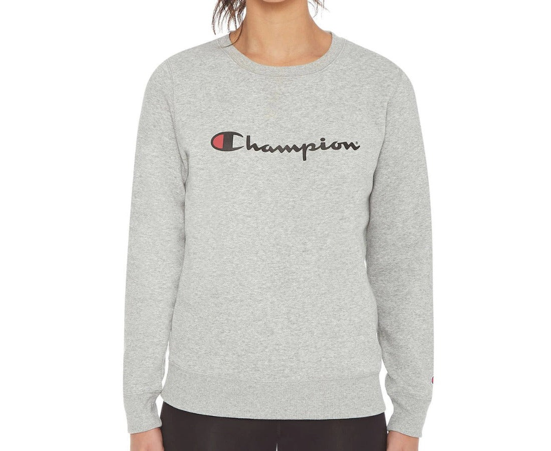 Champion Women's Script Crew Sweater - Oxford Heather