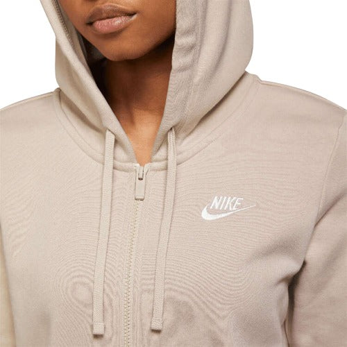 Nike Womens Sportswear Club Fleece Full-Zip Hoodie - Beige