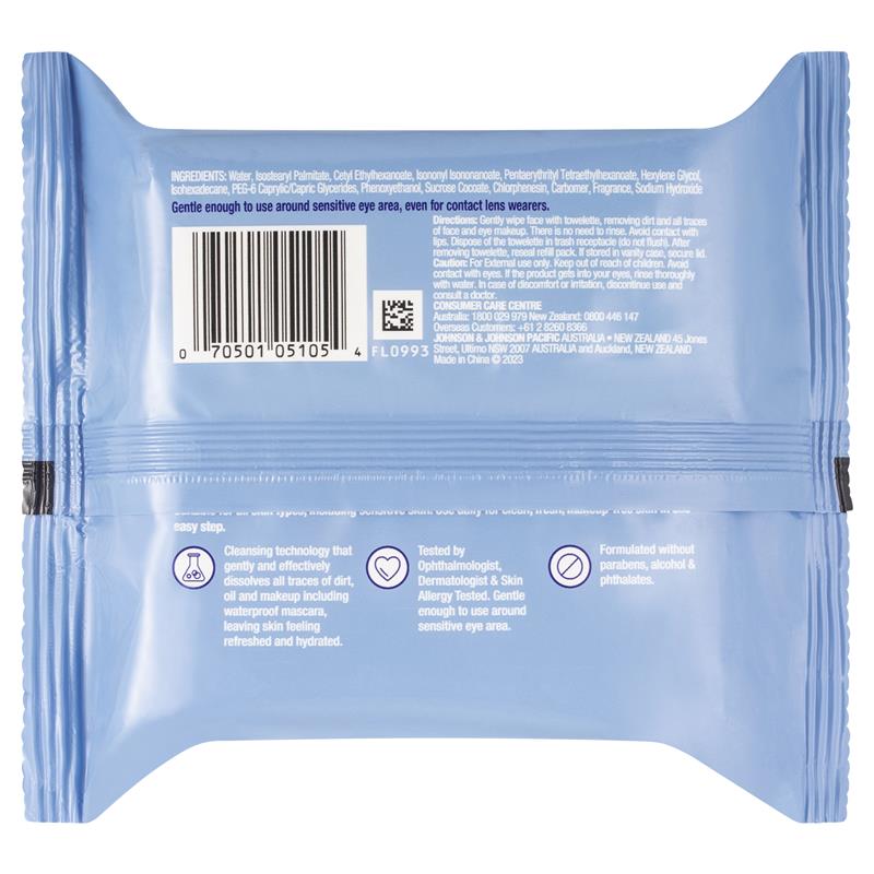 10 x Neutrogena Makeup Remover Cleansing Towelettes Wipes 25 Pack