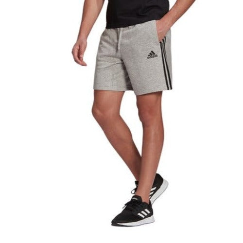 Adidas Men's 3 Stripe French Terry Shorts - Medium Grey Heather/Black