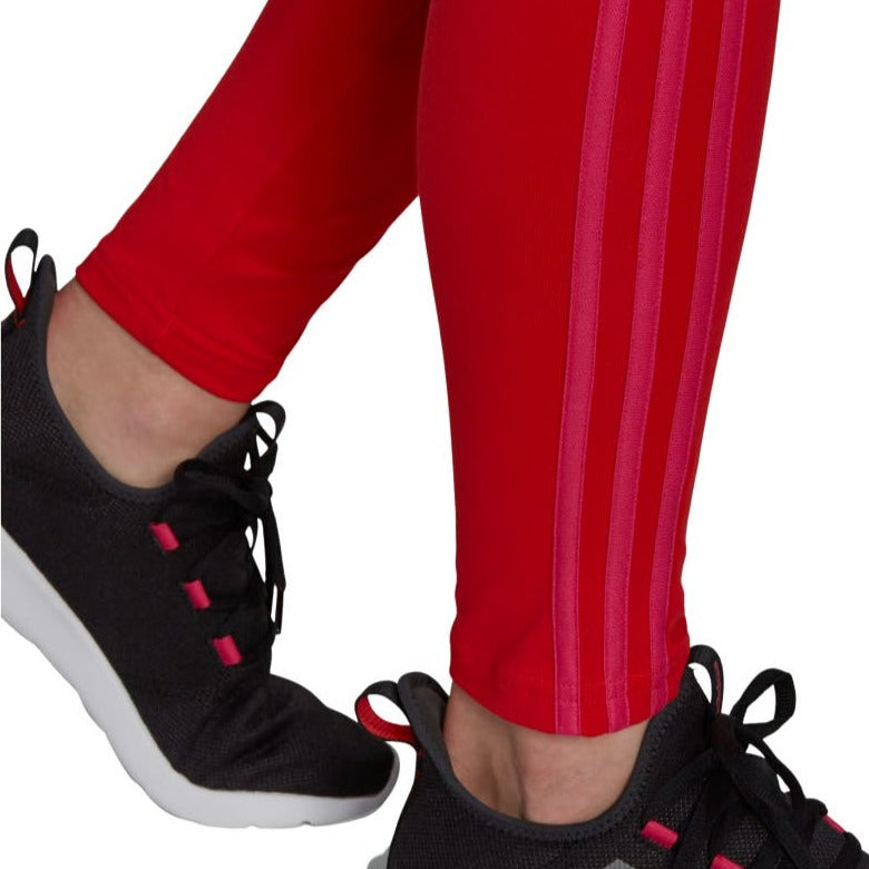 Adidas Women's 3 Stripes Leggings - Vivid Red/Team Real Magenta