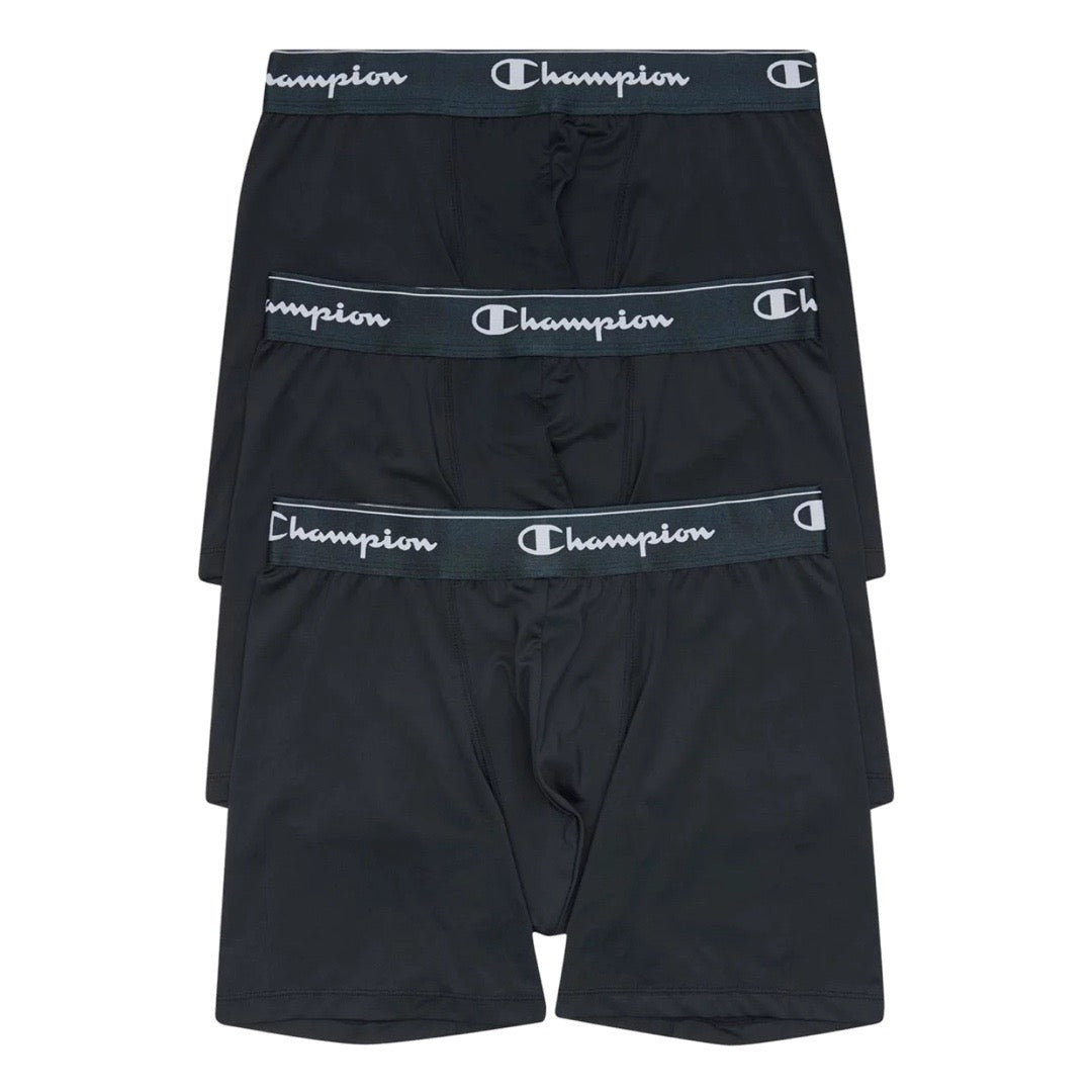 Champion Men's Microfibre Long Leg Trunk 3 Pack - Black