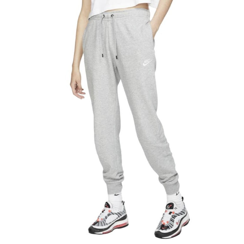 Nike Women's Sportswear Essential Fleece Mid Rise Pants - Dark Grey Heather/White