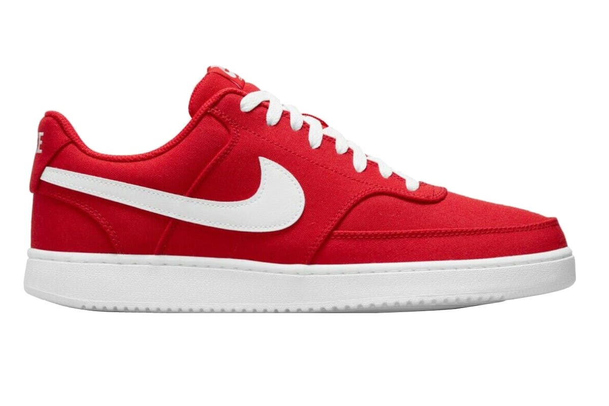 Nike Men's Court Vision Low Canvas Casual Shoes - University Red/White