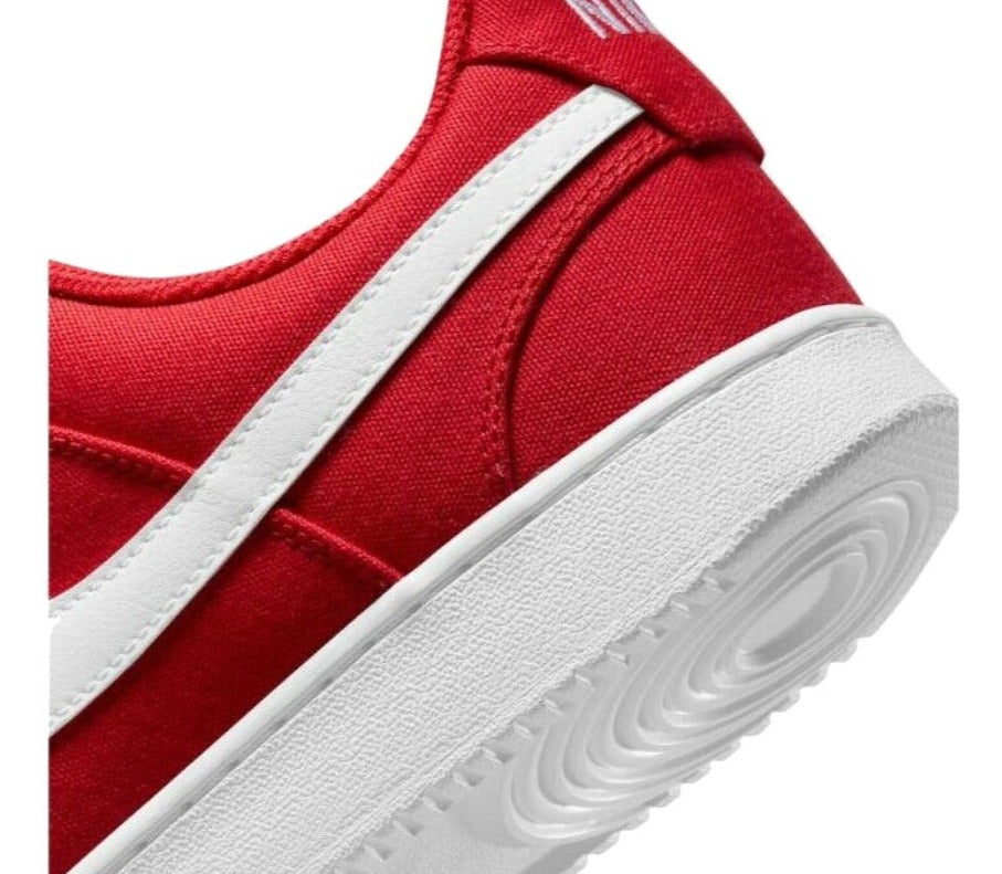 Nike Men's Court Vision Low Canvas Casual Shoes - University Red/White