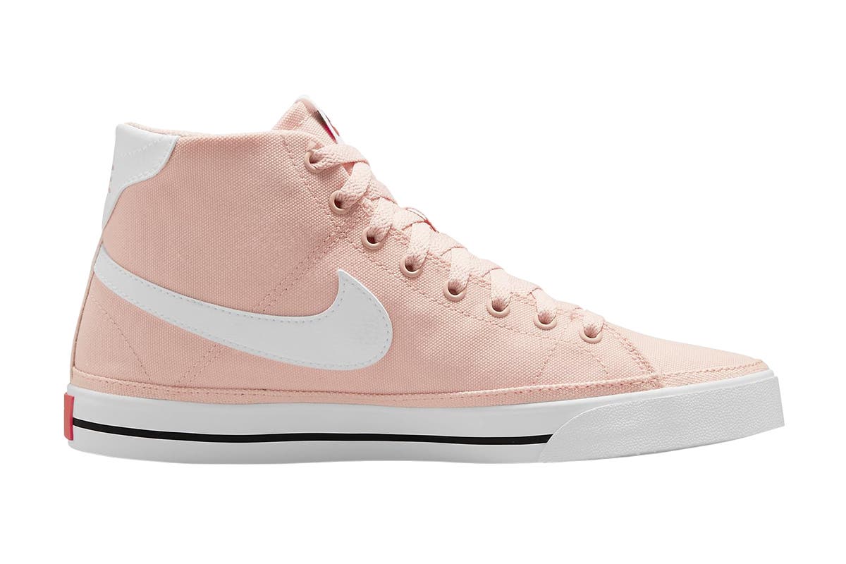 Nike Women's Court Legacy Canvas Mid Casual Shoes - Pale Coral/White