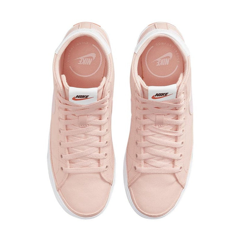 Nike Women's Court Legacy Canvas Mid Casual Shoes - Pale Coral/White