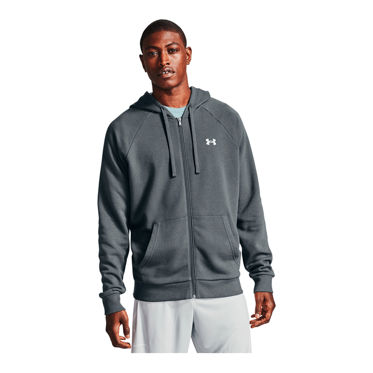 Under Armour Mens Rival Full Zip Cotton Hoodie - Grey