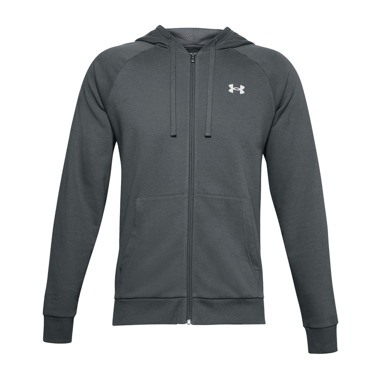 Under Armour Mens Rival Full Zip Cotton Hoodie - Grey