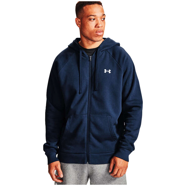 Under Armour Mens Rival Full Zip Cotton Hoodie - Navy