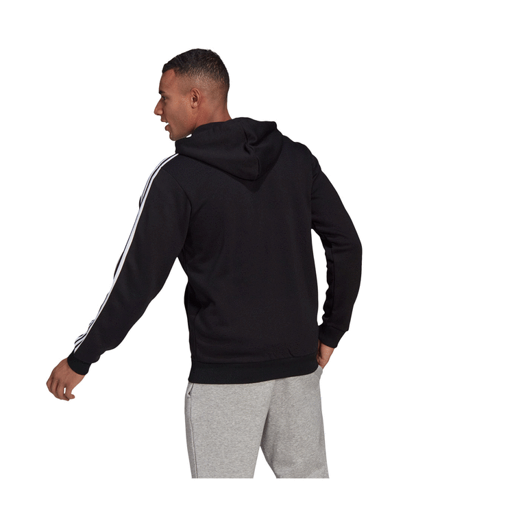 adidas Mens 3 Stripes Full Zip Hoodie - Black