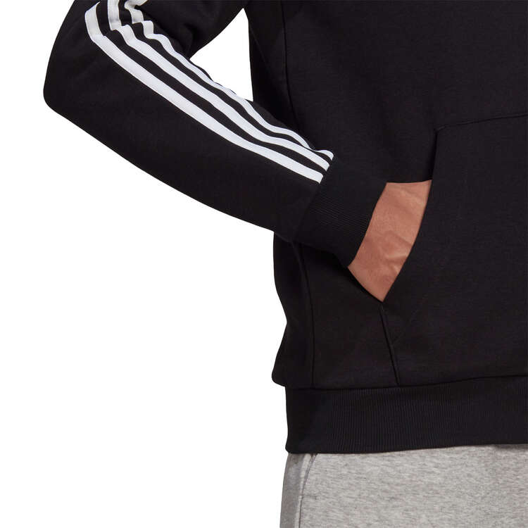 adidas Mens 3 Stripes Full Zip Hoodie - Black