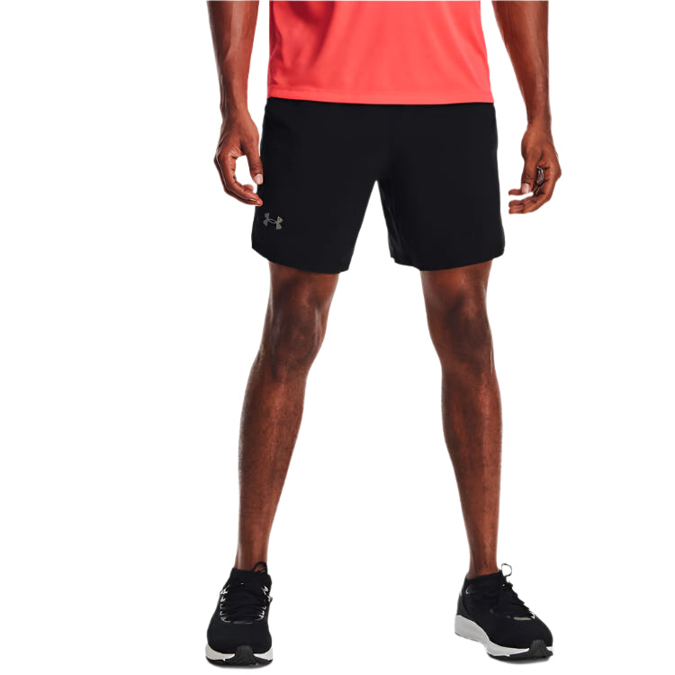 Under Armour Mens UA Launch 7-inch Polyester Running Shorts - Black/Reflective