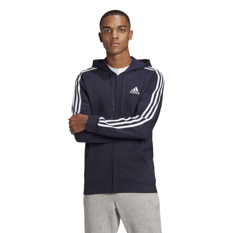 adidas Mens Essentials Fleece 3-Stripes Hoodie - Navy