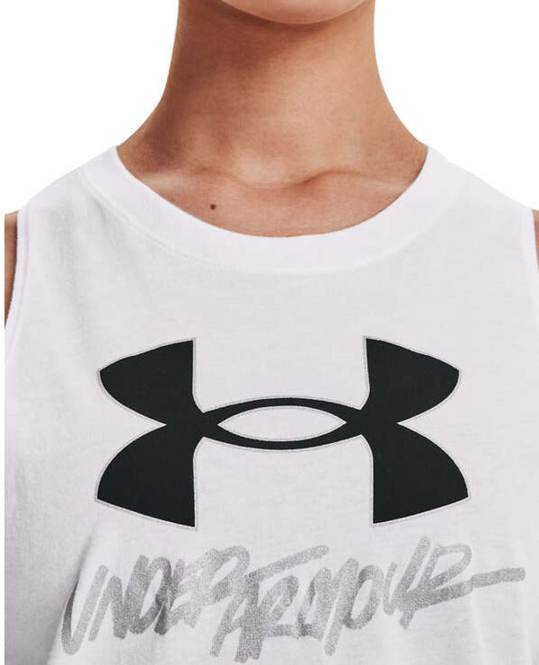 Under Armour Womens Ultra-Soft Graphic Muscle Tank - White