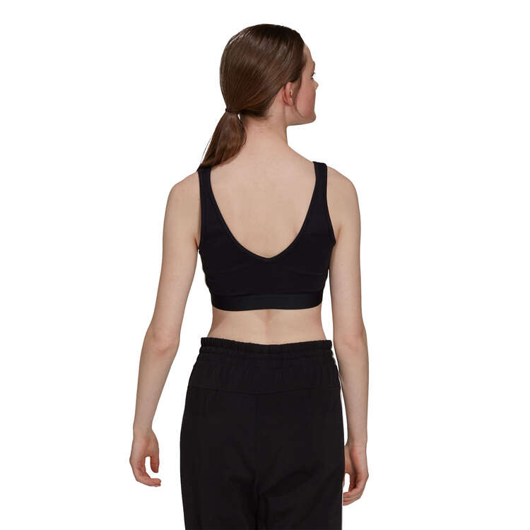 Adidas Womens Essentials 3-Stripes Scoop Neck Crop Top - Black