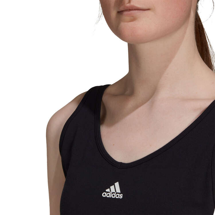 Adidas Womens Essentials 3-Stripes Scoop Neck Crop Top - Black