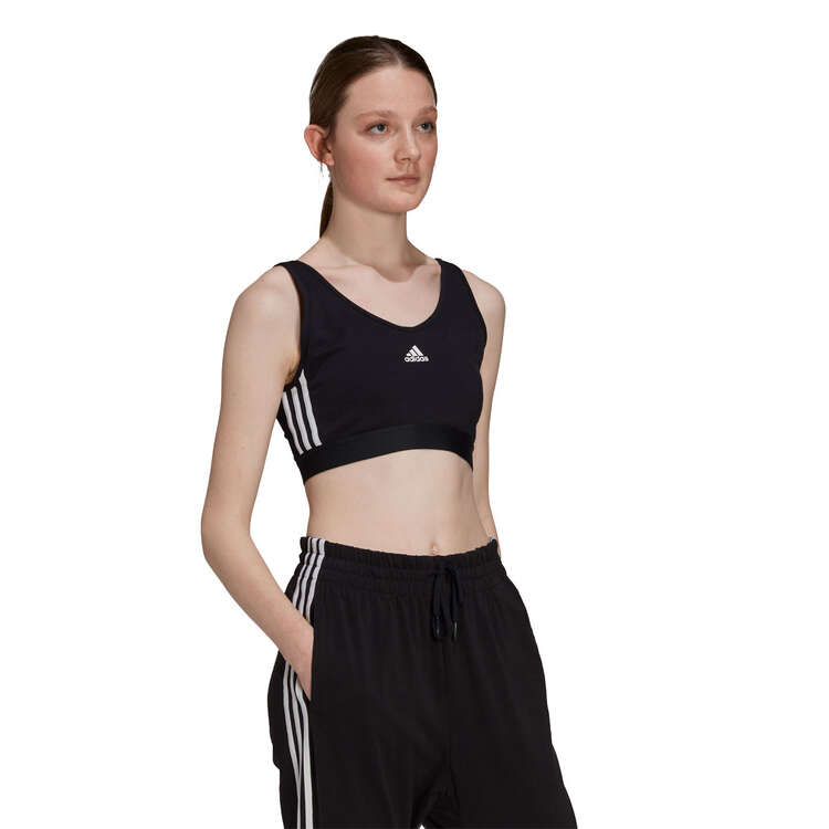 Adidas Womens Essentials 3-Stripes Scoop Neck Crop Top - Black