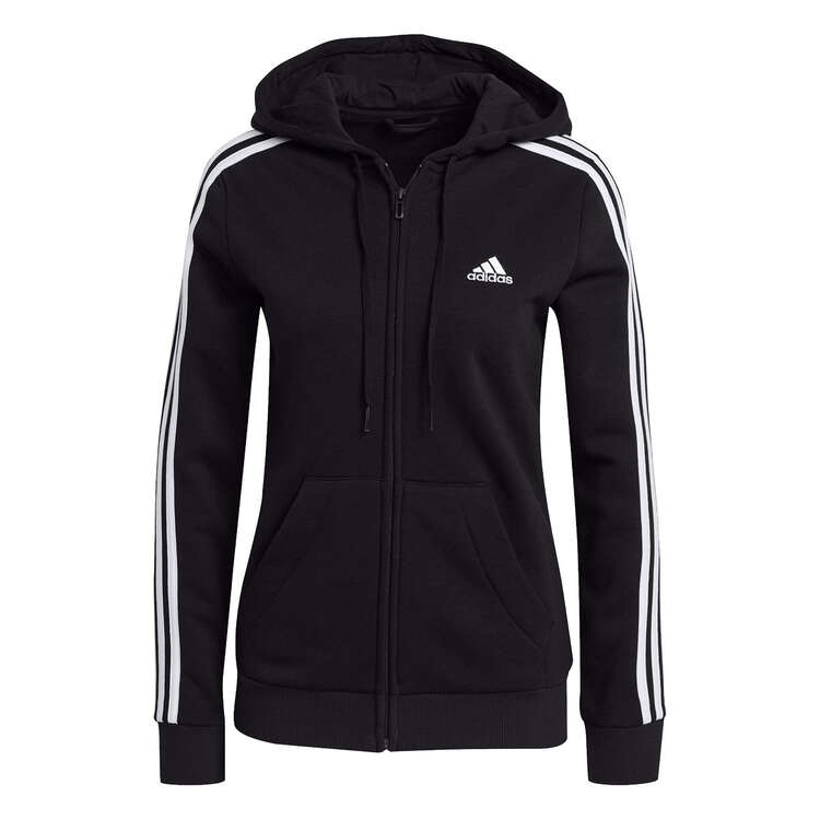 adidas Womens Essentials Fleece 3-Stripes Hoodie - Black