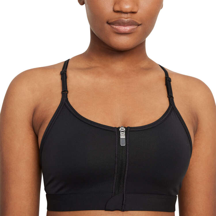 Nike Womens Dri-FIT Indy Zip Front Sports Bra - Black