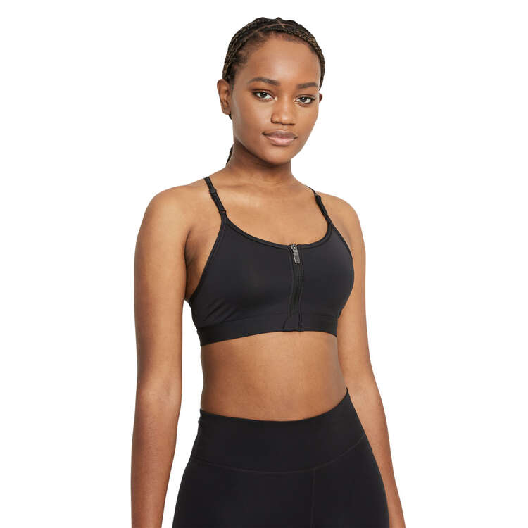 Nike Womens Dri-FIT Indy Zip Front Sports Bra - Black