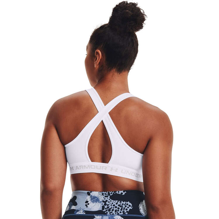 Under Armour Womens HeatGear Mid Crossback Sports Bra - White