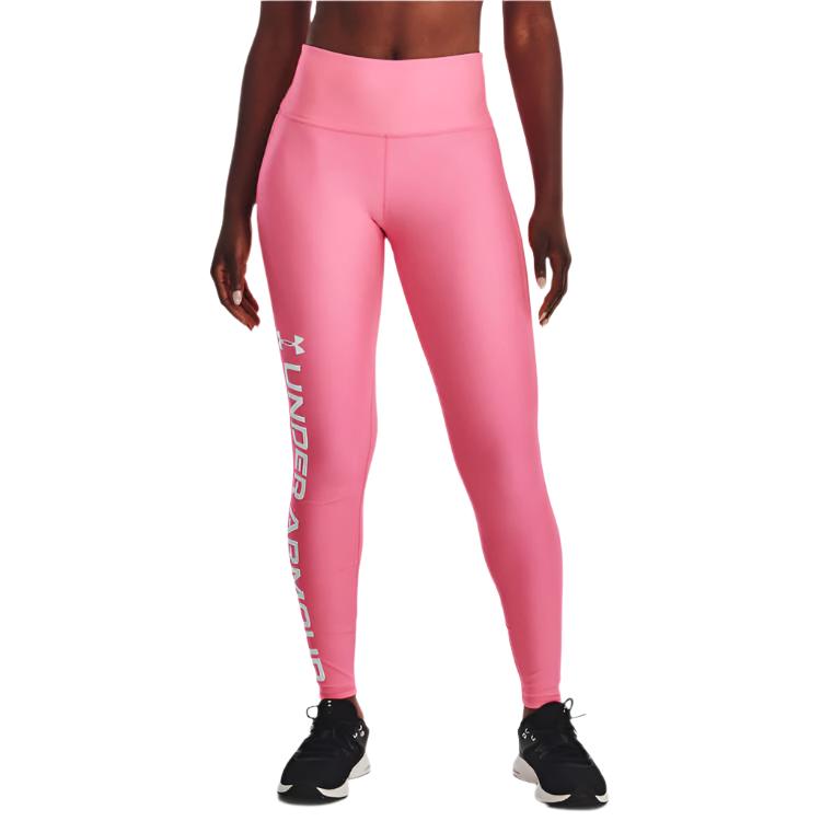 Under Armour Womens HeatGear Branded High Rise Full Length Tights - Pink