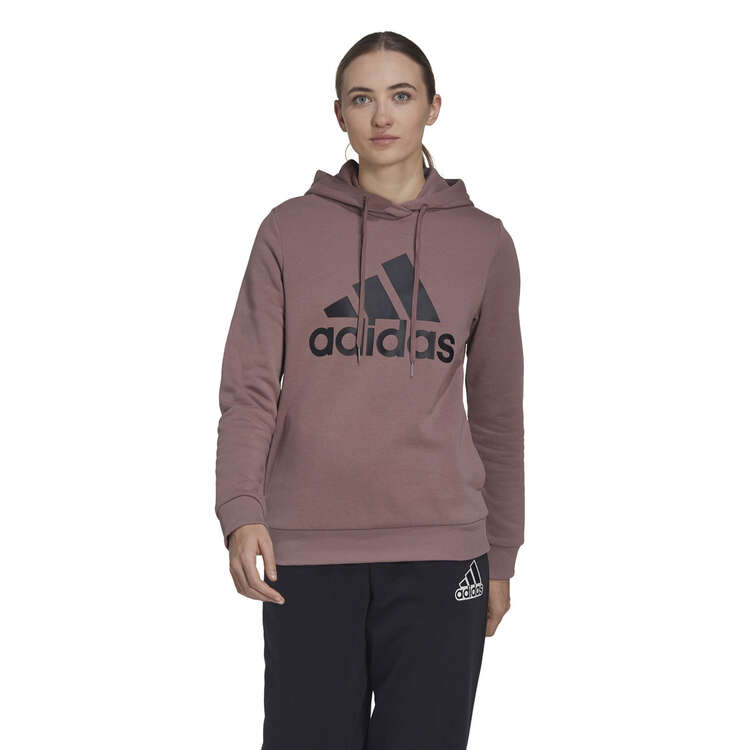 adidas Womens Big Logo Fleece Hoodie - Brown