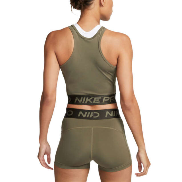 Nike Pro Womens Graphic Crop Tank - Olive