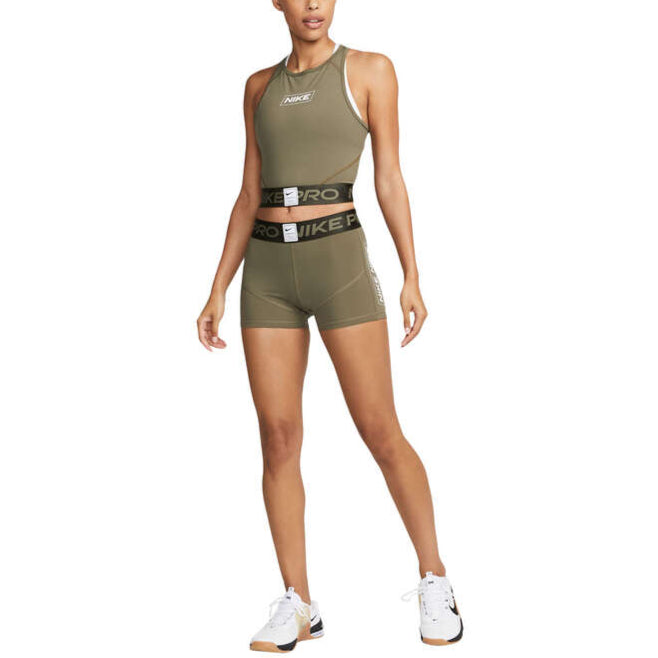 Nike Pro Womens Graphic Crop Tank - Olive