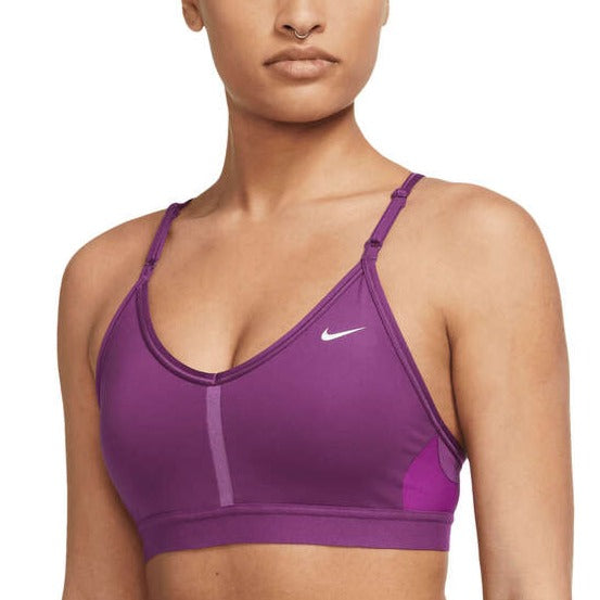 Nike Womens Dri-FIT Indy Padded V-neck Sports Bra - Purple