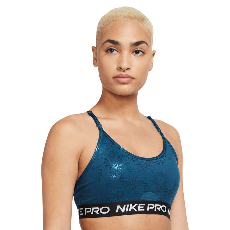 Nike Pro Womens Dir-FIT Indy Light Support Sparkle Sports Bra - Blue