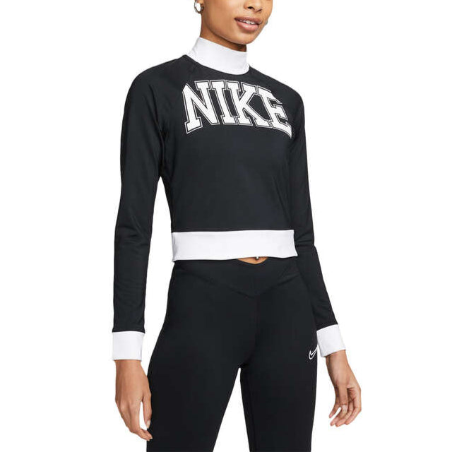 Nike Womens Sportswear Team Cropped Long Sleeve Top - Black