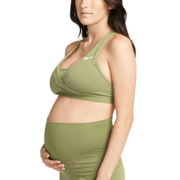 Nike Womens Swoosh Medium Support Maternity Sports Bra - Khaki