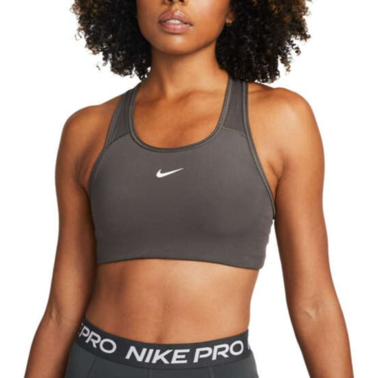 Nike Womens Swoosh Dri-FIT Medium Support Sports Bra - Brown