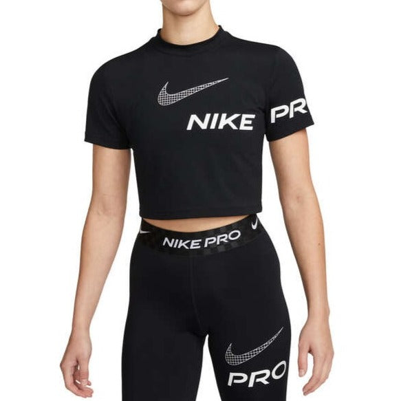 Nike Pro Womens Graphic Training Crop Tee - Black