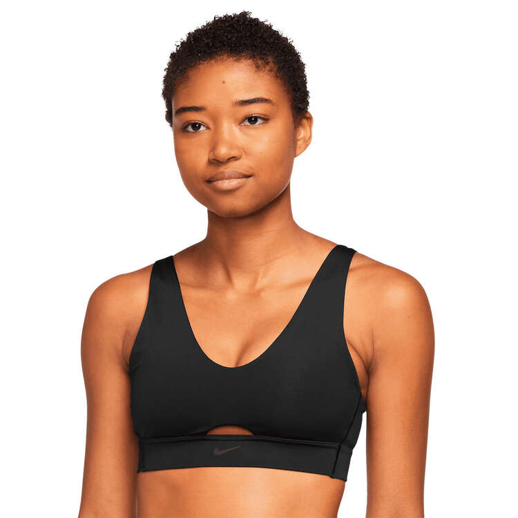 Nike Womens Indy Dri-FIT Medium Support Padded Plunge Cutout Sports Bra - Black