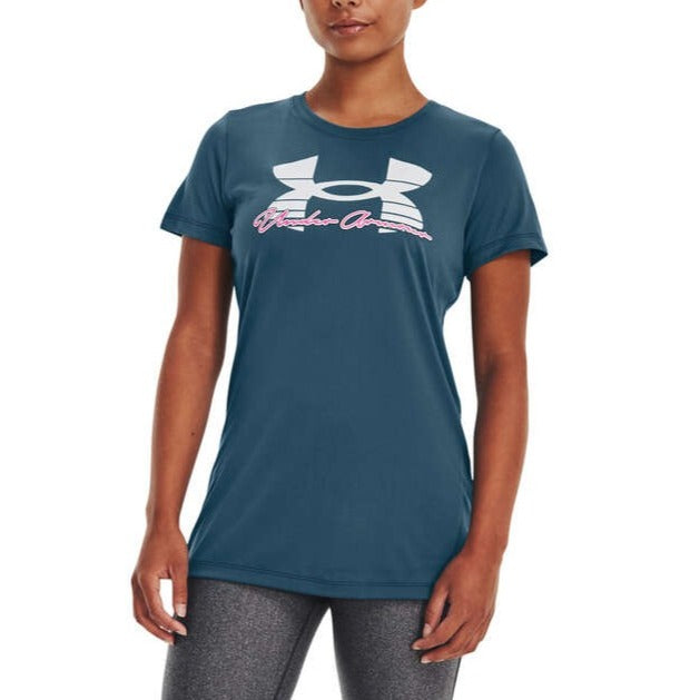 Under Armour Womens Soft UA Tech Script Tee - Blue