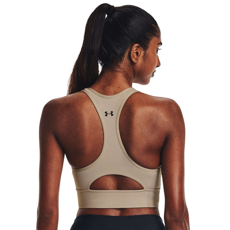 Under Armour Womens Racerback UA Meridian Zip Crop Sports Bra - Beige