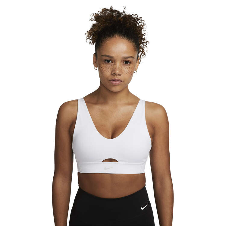 Nike Womens Indy Dri-FIT Medium Support Padded Plunge Cutout Sports Bra - White