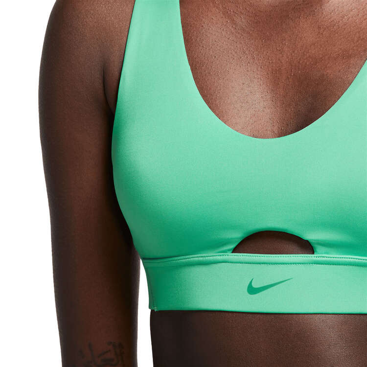 Nike Womens Dri-FIT Indy Medium Support Padded Plunge Cutout Sports Bra - Green