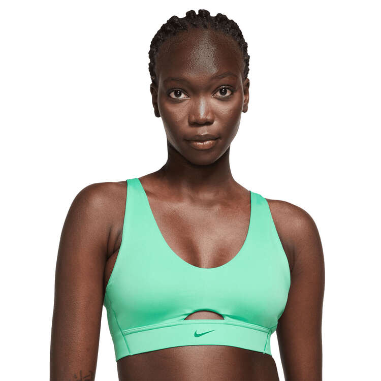 Nike Womens Dri-FIT Indy Medium Support Padded Plunge Cutout Sports Bra - Green