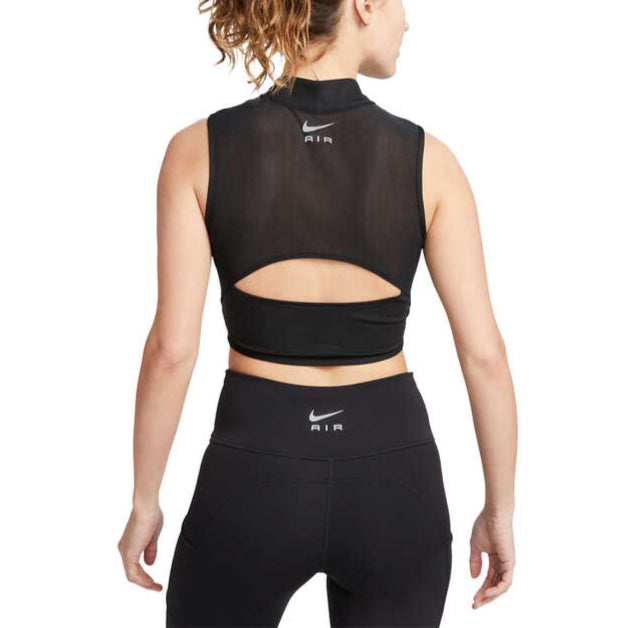 Nike Air Womens 1/4 Zip Running Crop Top - Black