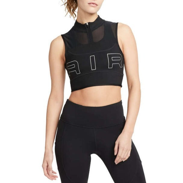 Nike Air Womens 1/4 Zip Running Crop Top - Black