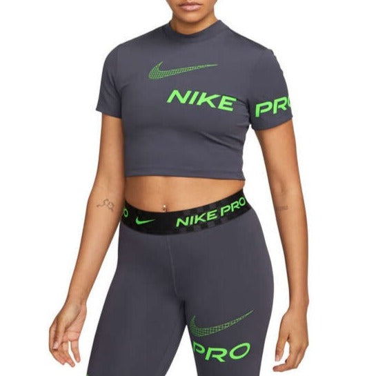 Nike Pro Womens Graphic Training Crop Tee - Grey