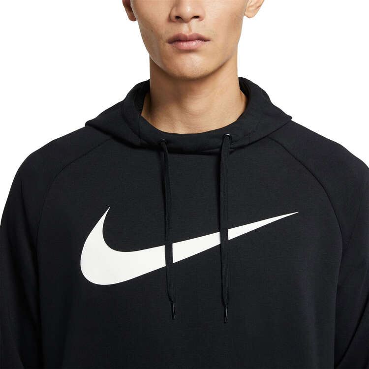 Nike Mens Dry Graphic Pullover Fitness Hoodie - Black/White